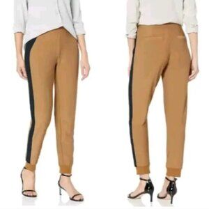 Lysse Claudia Crepe Jogger Pants Size Small Pull On Striped Colorblock Camel NEW